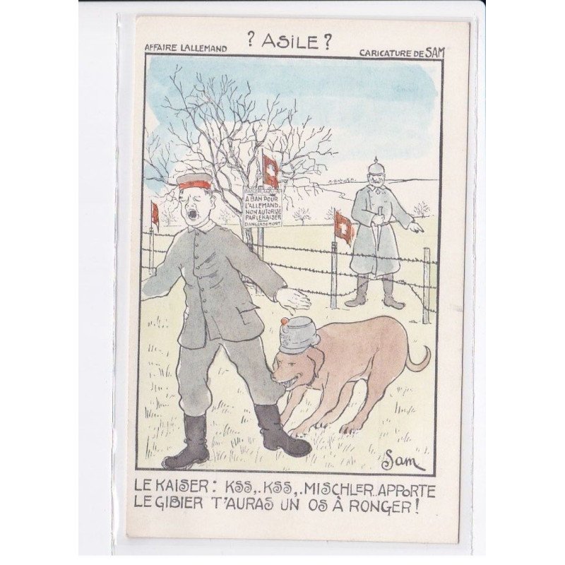 MILITAIRE: caricature illustrateurs asile?, caricature de Sam, affaire allemand, le kaiser, le gibier - très bon état
