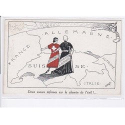 MILITAIRE: caricature illustrateurs deux soeurs infirmes sur le chemin de l'exil - très bon état