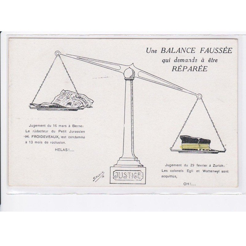 MILITAIRE: caricature illustrateurs une balance faussée qui demande à être réparée - très bon état