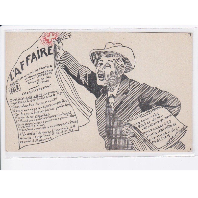 MILITAIRE: caricature illustrateurs l'affaire, journal, suisse - très bon état