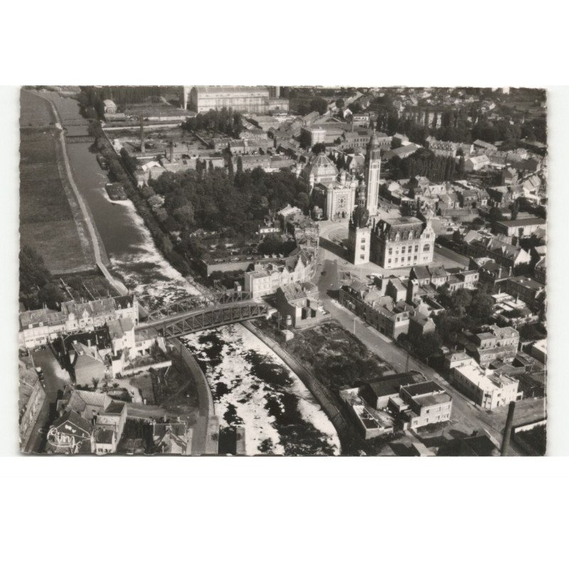 COMINES: le pont frontière, la lys, vue aérienne 10X15 - très bon état