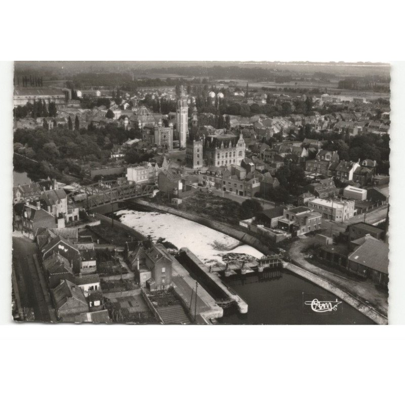 COMINES: les écluses de la lys vue aérienne 10X15 - très bon état