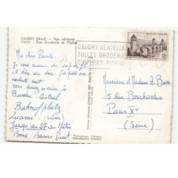 CAUDRY: vue aérienne, rue gambetta et l'église vue aérienne 10X15 - très bon état
