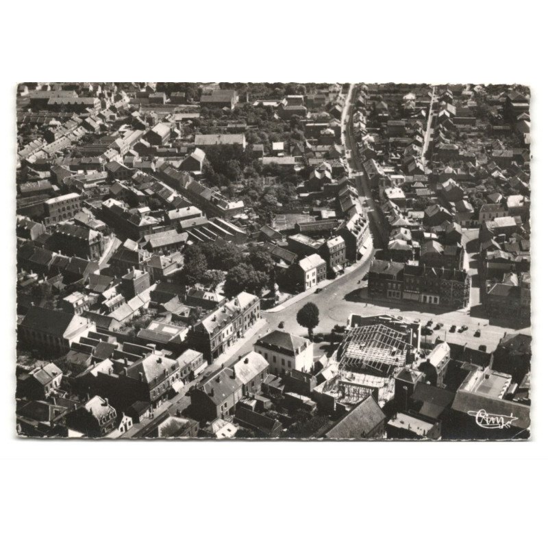 CAUDRY: rues de saint-quentin et de valenciennes vue aérienne 10X15 - très bon état