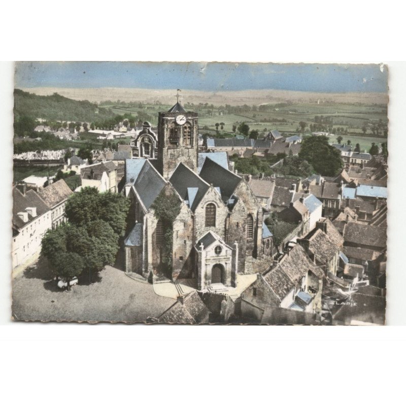 MONT-CASSEL: collègiale notre-dame 1290 vue aérienne 10X15 - très bon état