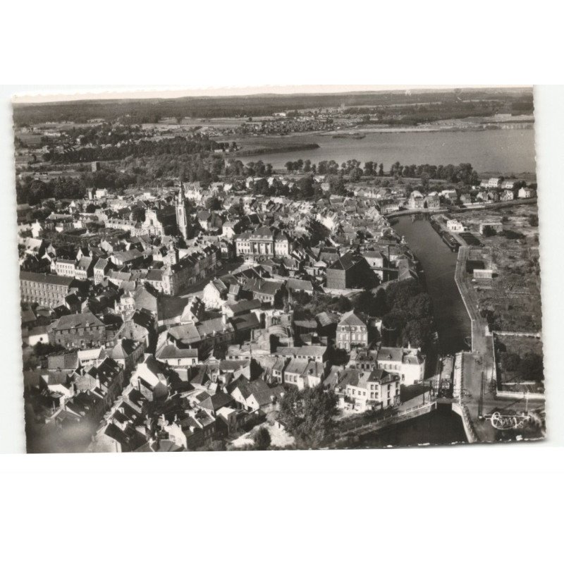 CONDE-SUR-ESCAUT: vue générale, le canal de mons vue aérienne 10X15 - très bon état