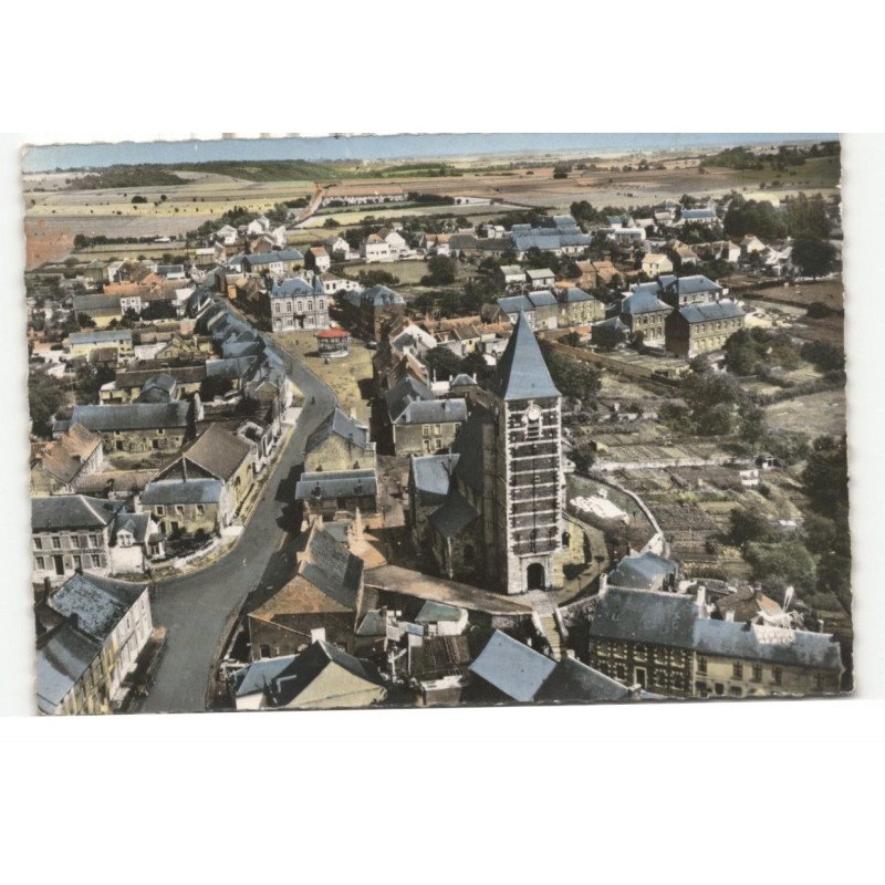 COUSOLRE: église et le centre vue aérienne 10X15 - très bon état