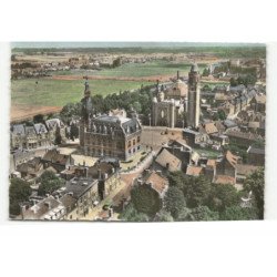 COMINES: la mairie et l'église vue aérienne 10X15 - très bon état