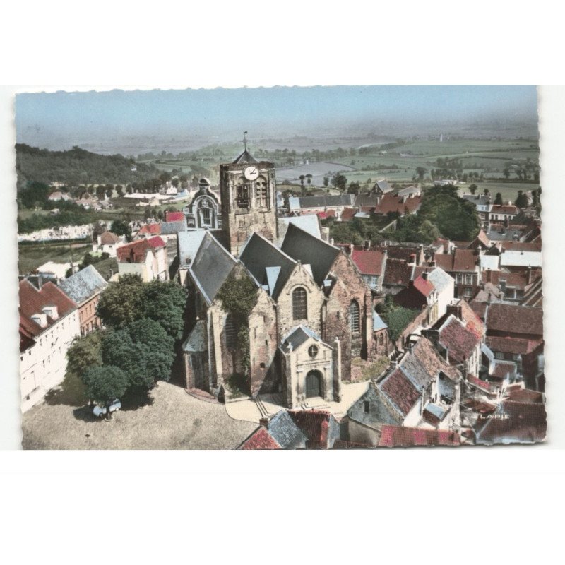 MONT CASSEL: collégiale notre-dame 1290 vue aérienne 10X15 - très bon état