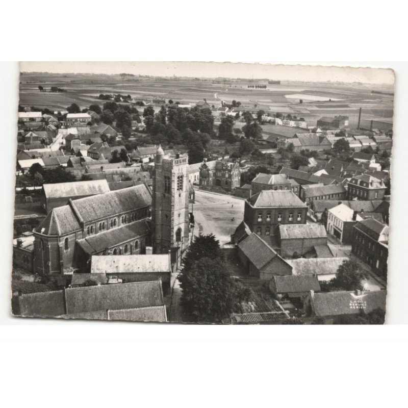 CARNIERES: l'église saint-germain la tour vestige occupation espagnols 1543 vue aérienne 10X15 -très bon état