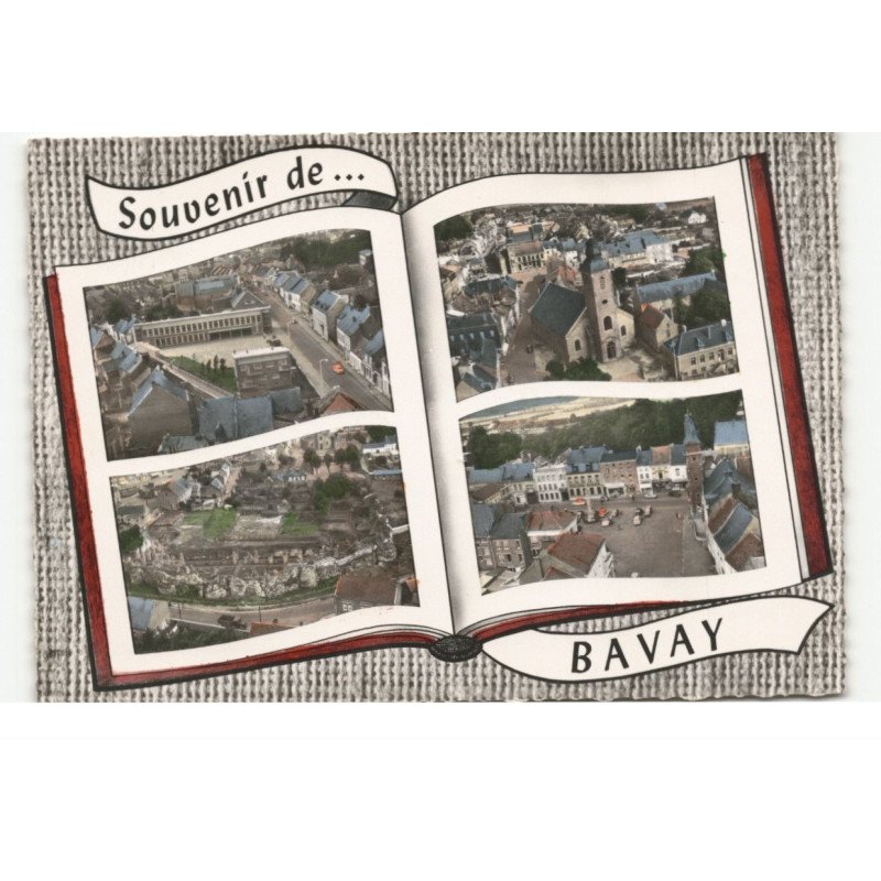 BAVAY: école des filles, l'église, ruines gallo romaines, place du général de gaulle vue aérienne 10X15 - tres bon etat