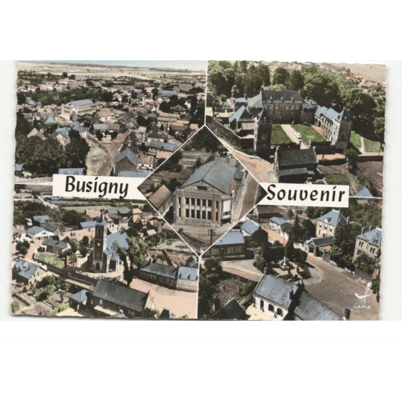 BUSIGNY: souvenir,ç! vue aérienne 10X15 - tres bon etat