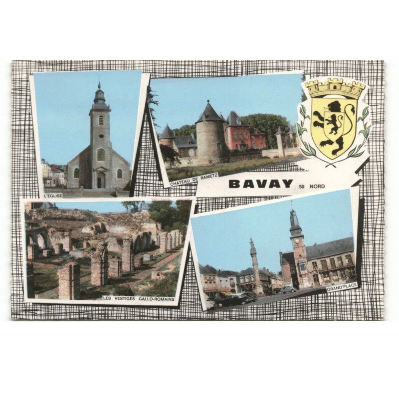 BAVAY: 4 vues vue aérienne 10X15 - tres bon etat