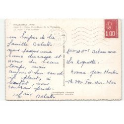 BOLLEZEELE: église notre-dame de la visitation la place vue aérienne 10X15 - tres bon etat