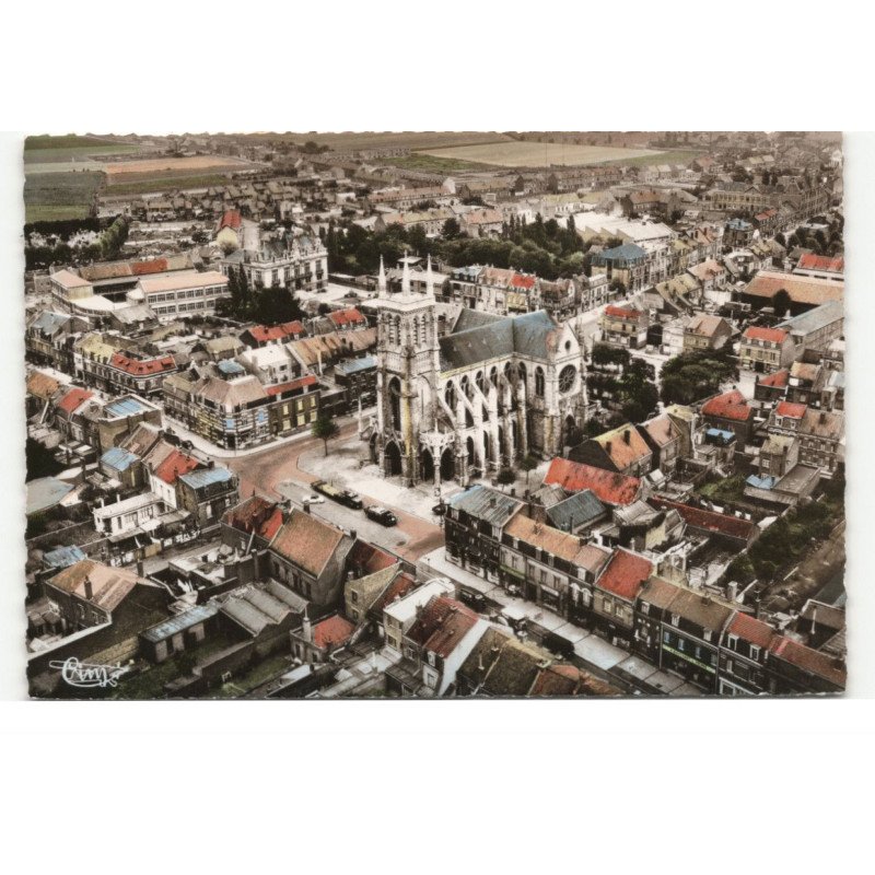 LA BASSEE: l'église saint-vaast vue aérienne 10X15 - tres bon etat