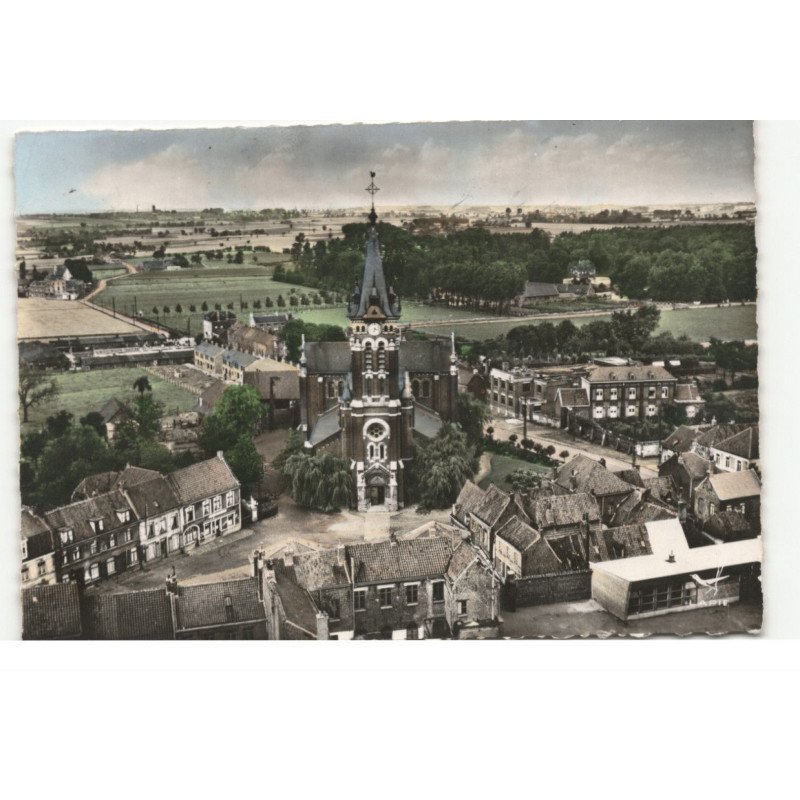 BONDUES: église saint-waast vue aérienne 10X15 - tres bon etat