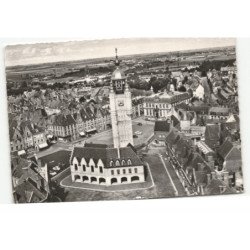 BERGUES: vue panoramique et le nouveau beffroi vue aérienne 10X15 - tres bon etat