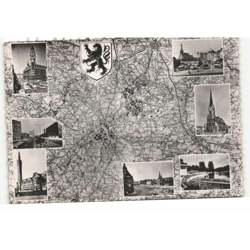 LILLE - ROUBAIX - TOURCOING: blason, vues vue aérienne 10X15 - tres bon etat