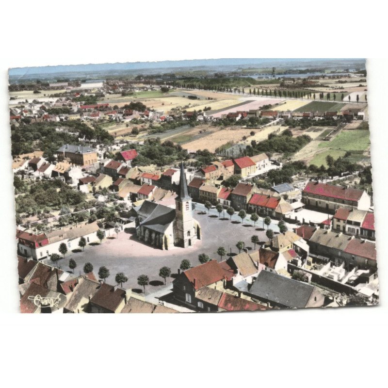 AUBRY: place de l'église vue aérienne 10X15 - très bon etat