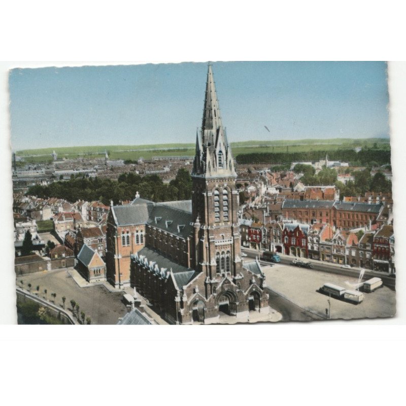 ARMENTIERES: l'église saint-vaast vue aérienne 10X15 - très bon etat