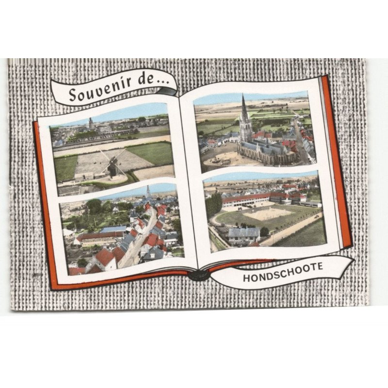 HONDSCHOOTE: souvenir de... 4 vues vue aérienne 10X15 - très bon etat