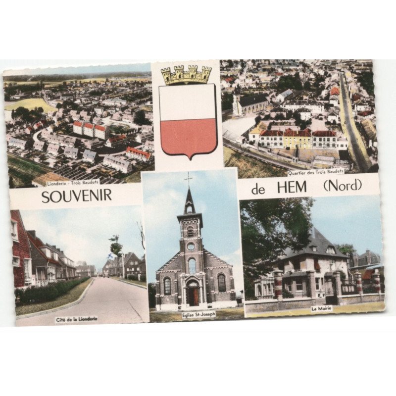 HEM: souvenir de hem, 5 vues aérienne 10X15 - très bon etat