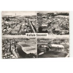 HALLUIN: souvenir le centre vue d'ensemble la lys l'église saint-alphonse vue aérienne 10X15 - très bon etat