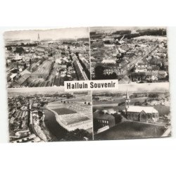 HALLUIN: le centre, vue d'ensemble, la lys, l'église saint-alphonse vue aérienne 10X15 - très bon etat