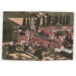 HOUPLINES: l'église sainte-anastasie et le bourg vue aérienne 10X15 - très bon etat