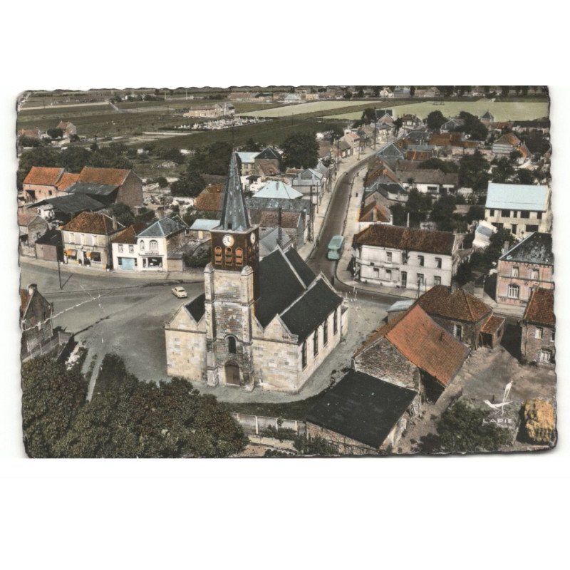 HORDAIN: église saint-gérye vue aérienne 10X15 - très bon etat