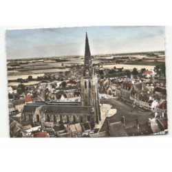 HONDSCHOOTE: l'église saint-waast vue aérienne 10X15 - très bon etat