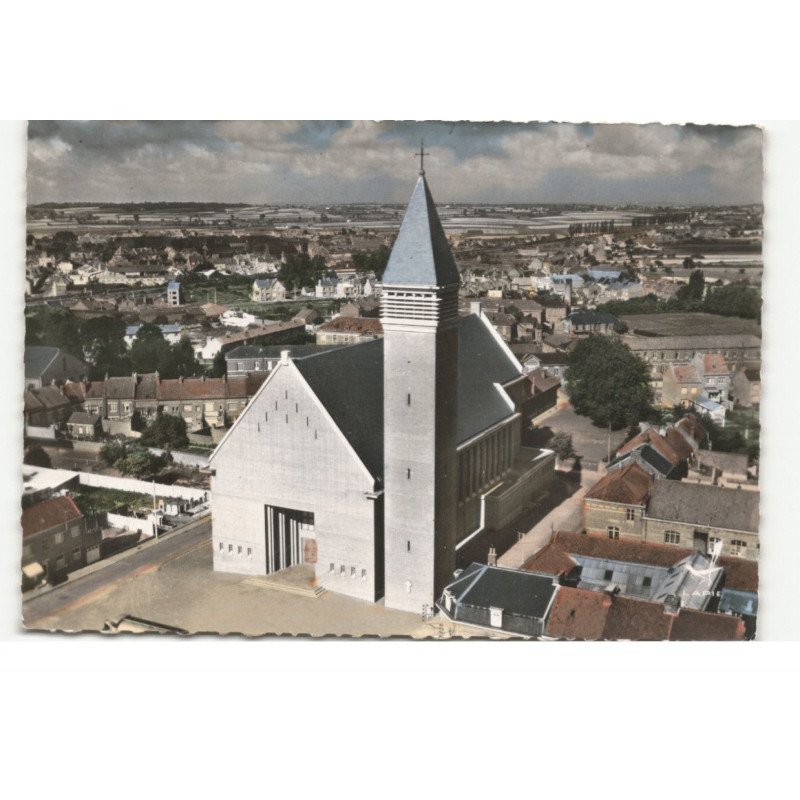 HAZEBROUCK: église notre-dame vue aérienne 10X15 - très bon etat