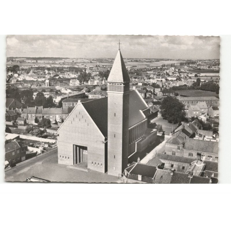 HAZEBROUCK: église notre-dame vue aérienne 10X15 - très bon etat