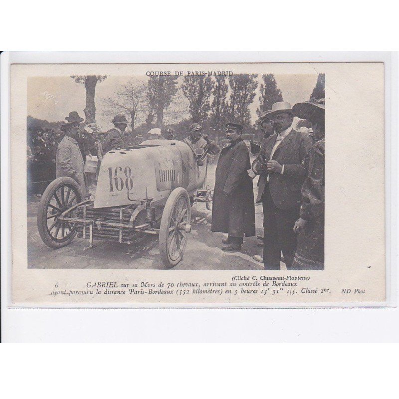 automobile course de paris-madrid Gabriel sur sa mors de 70 chevaux - très bon état