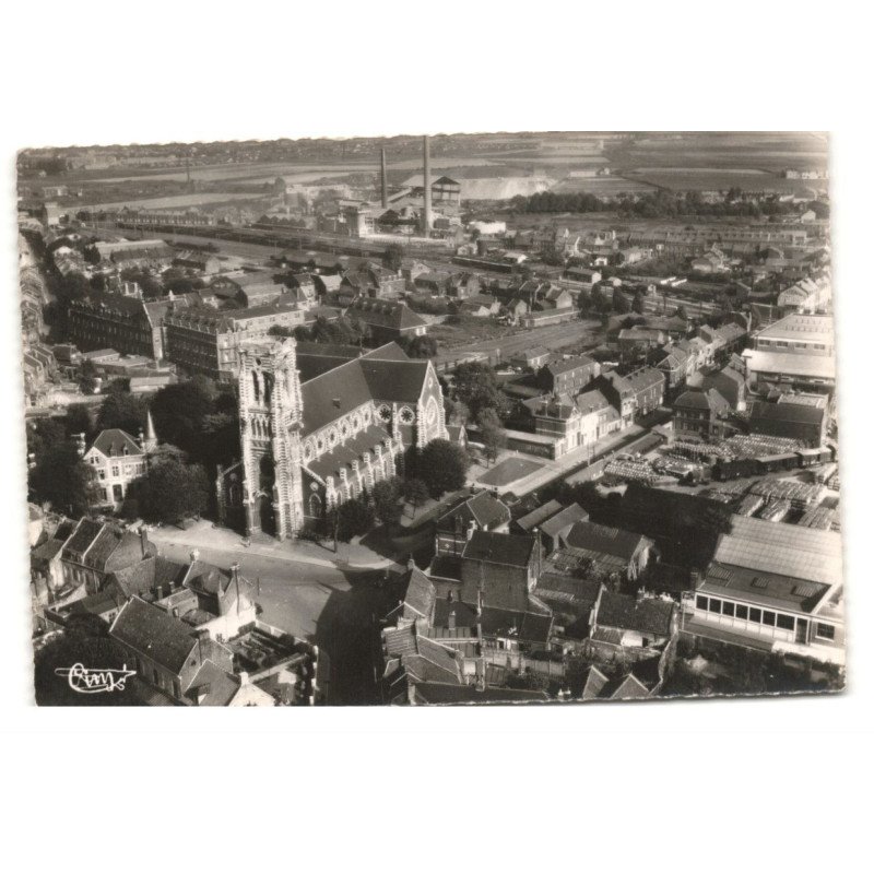 HAUBOURDIN: église saint-maclou vue aérienne, 11X15 - très bon état