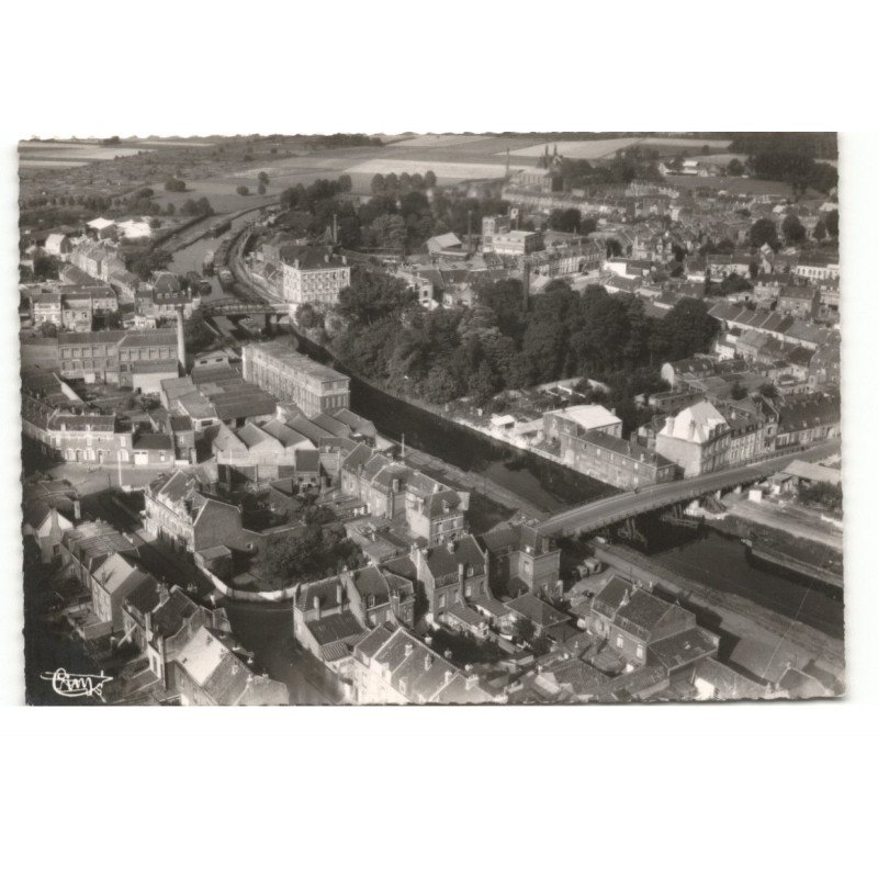 HAUBOURDIN: les 2 ponts sur la deûle vue aérienne, 11X15 - très bon état