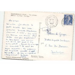 HAZEBROUCK: la poste, la gare vue aérienne 11X15 - très bon état