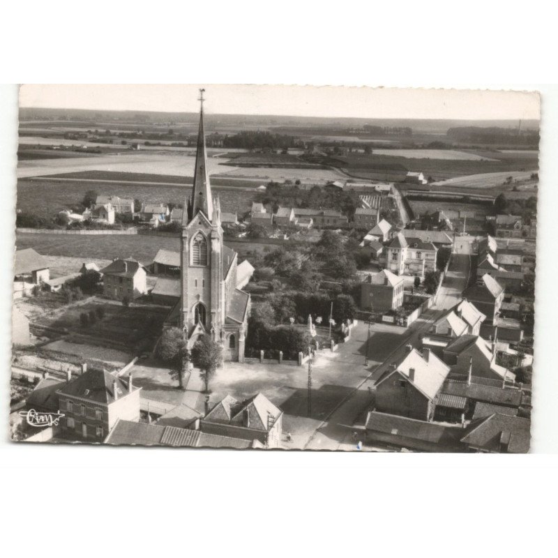 HERLIES: l'église, rue du bourg vue aérienne 11X15 - très bon état