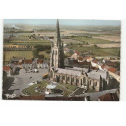 HONDSCHOOTE: l'église, le nouveau jardin vue aérienne 11X15 - très bon état