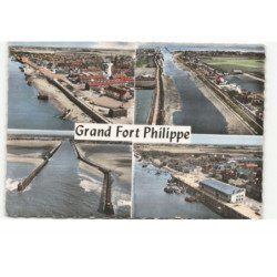 GRAND-FORT-PHILIPPE: le calvaire le chenal les jetées le minek vue aérienne 11X15 - très bon état