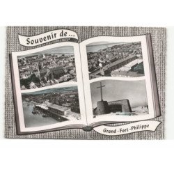 GRAND-FORT-PHILIPPE: souvenir de..., l'église vue, le minek, le calvaire vue aérienne 11X15 - très bon état
