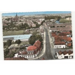 LA GORGUE: rue jean mermoz et carrefour de la gare vue aérienne 11X15 - très bon état