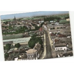 LA GORGUE: rue jean-mermoz et carrefour de la gare vue aérienne 10X15 - très bon état