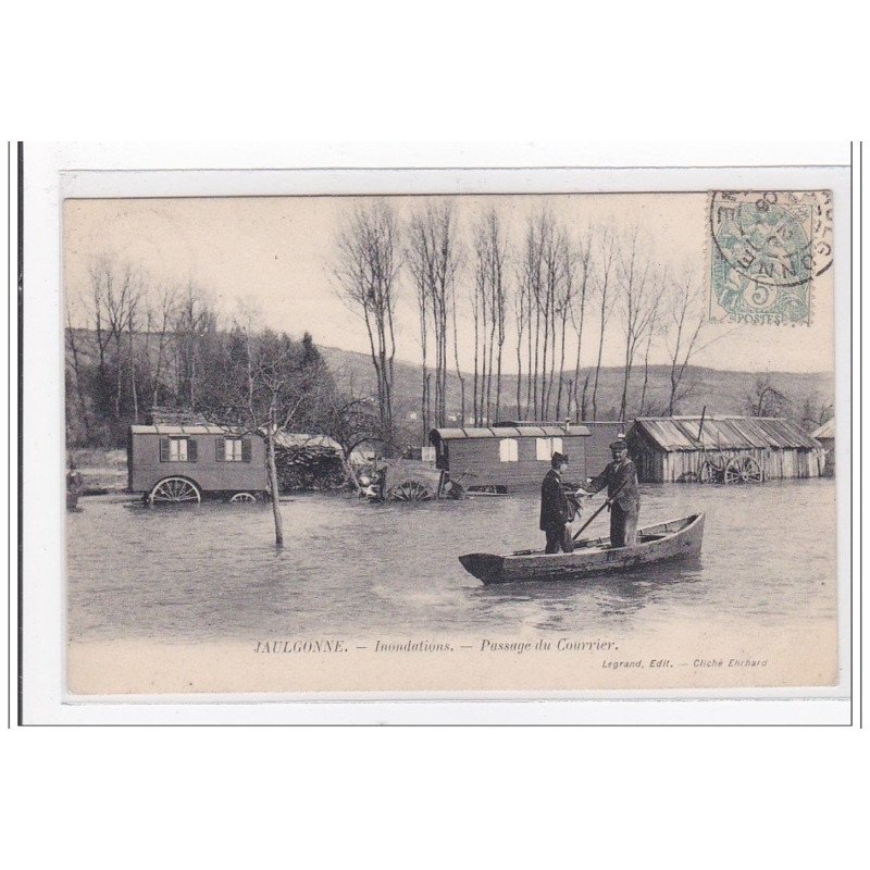 JAULGONNE : innondations, passage du courrier - tres bon etat