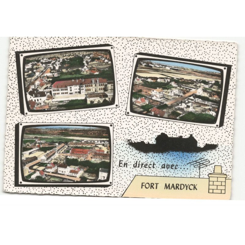 FORT-MARDYCK: l'école des garçons, vue panoramique les H.L.M. vue aérienne 10X15 - très bon état
