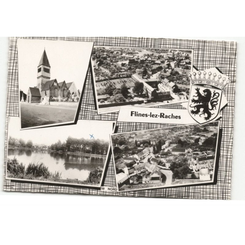 FLINES-les-RACHES: 4 vues vue aérienne 10X15 - très bon état