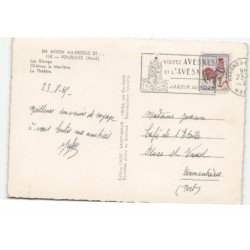 FOURMIES: souvenir de..., les étangs, château la marlière, le théâtre vue aérienne 10X15 - très bon état