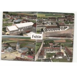 FRETIN: la salle des fêtes, la gare, l'église saint-martin, les nouvelles cités vue aérienne 10X15 - très bon état