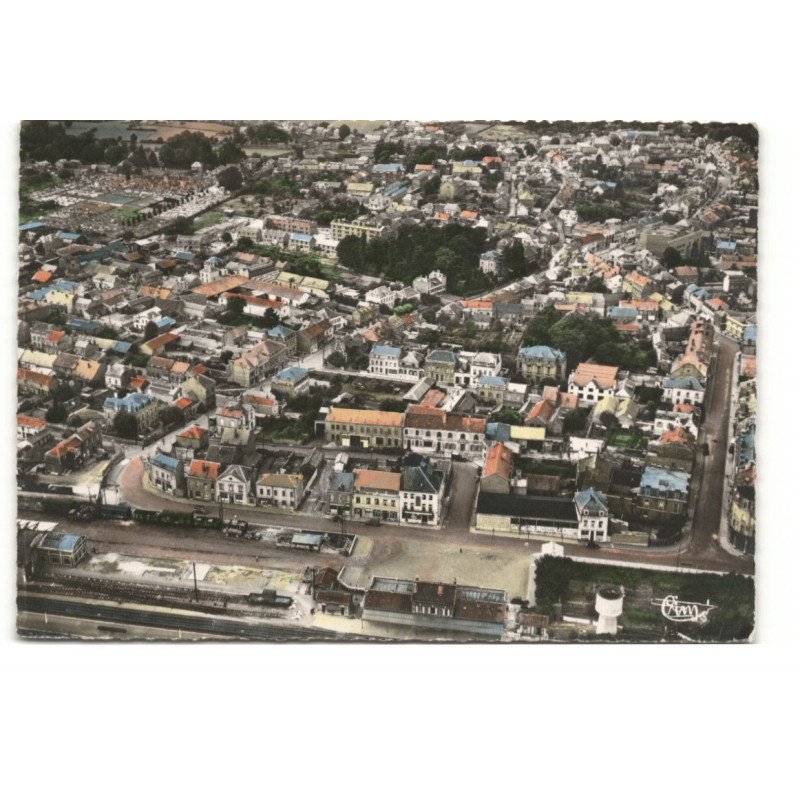 FOURMIES: quartier de la gare et centre vue aérienne 10X15 - très bon état