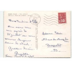 FERIN: place de la mairie, église vue aérienne 10X15 - très bon état